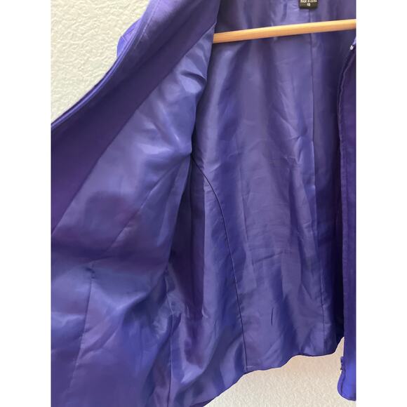 Vintage SHOMI 100% Silk Purple Tailored Jacket Y2K Sz 10 Old Money Quiet Luxury - Picture 5 of 7